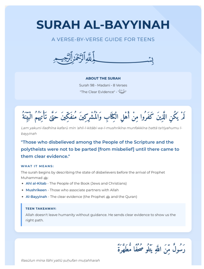 Juz Amma: A verse-by-verse tafseer guide for teens